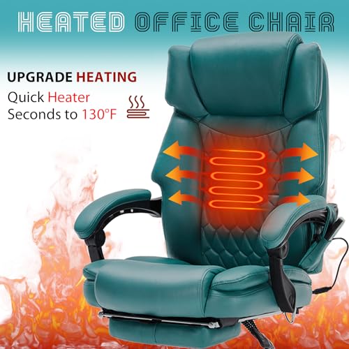Massage Office Chair with Heat,Reclining Office Chair with Foot Rest,6 Points Vibration Home Desk Chairs for Heavy People 400lbs