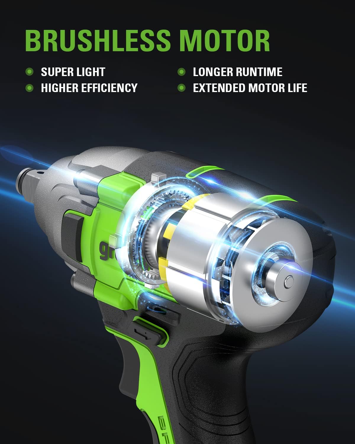 Greenworks 24V Cordless Impact Wrench with 4.0Ah Battery & Charger, 1/2 Inch 300 ft-lbs Brushless Impact Wrench Kit, Variable Speed for Home & Car