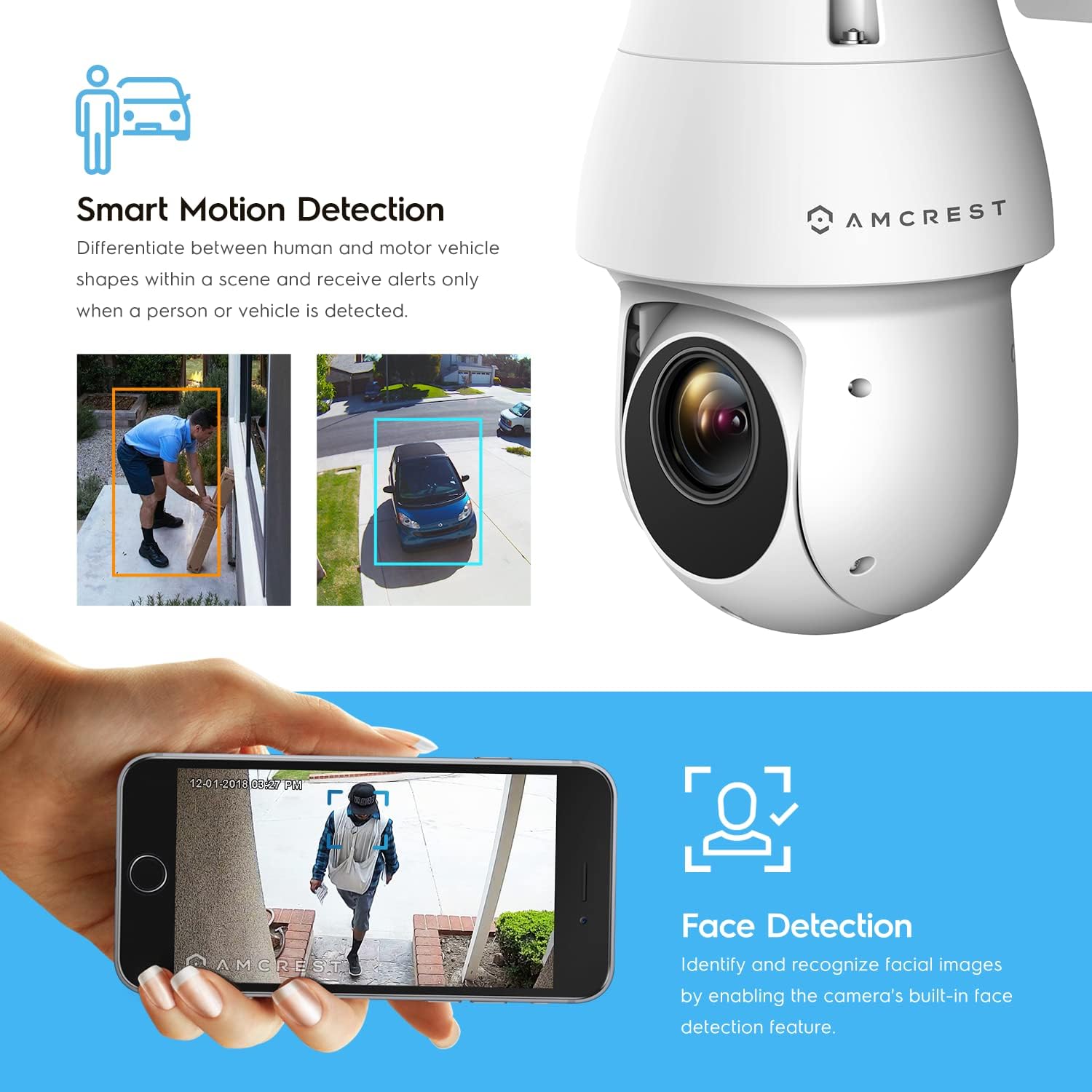Amcrest 4MP Outdoor PTZ POE + AI IP Camera Pan Tilt Zoom (Optical 25x Motorized) Security Speed Dome, People and Vehicle Detection AI, Face Detection