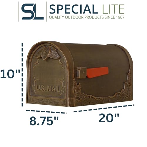 Special Lite Floral Curbside Mailbox - Copper Cast Aluminum Mailbox for Post Mount - SCF-1003-CP