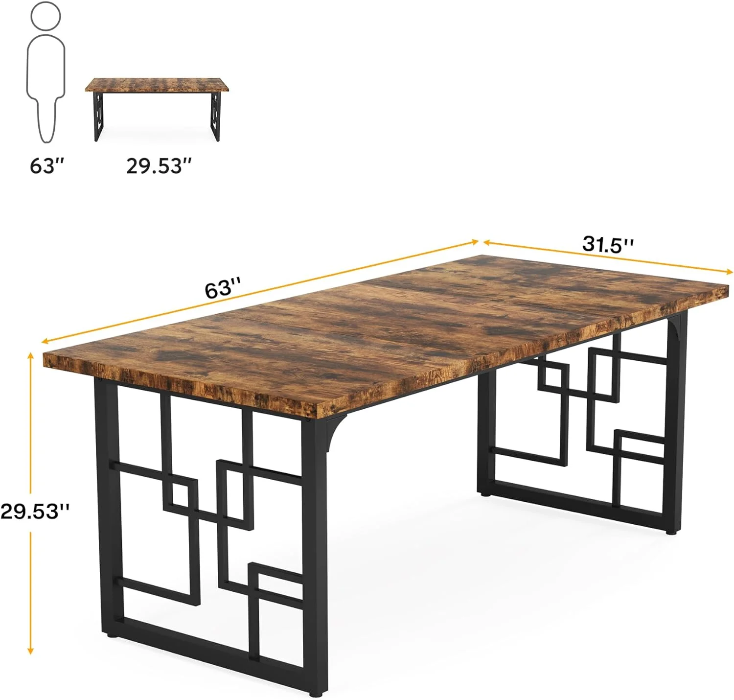 Tribesigns 63" Dining Table, Rectangular Dining Room Tables for 4-6 People for Kitchen, Dining Room, Living Room