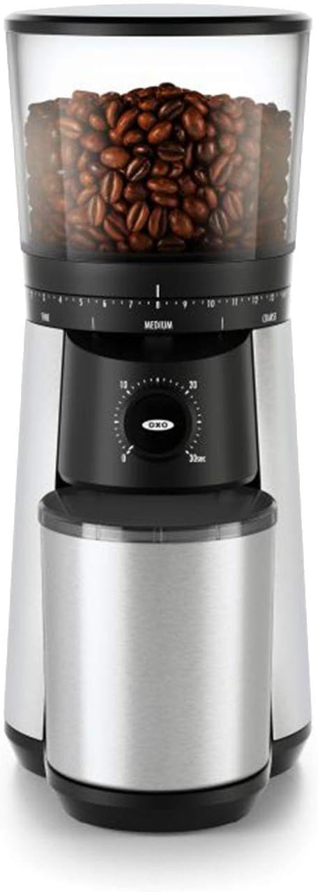OXO BREW 9 Cup Programmable Coffee Maker Bundle BREW Conical Burr One Push Start Coffee Grinder - Stainless Steel/Black
