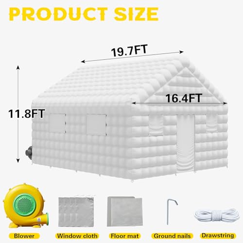 EROMMY 20x16.5x12 FT Large Black Inflatable Nightclub, Blow Up Party Tent Portable with 950W Blower