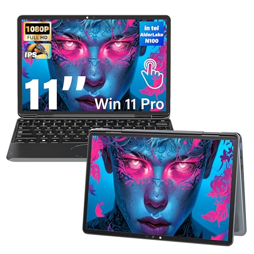 11" Convertible 2-in-1 Touchscreen Laptop, in tel N100,16GB RAM,1T SSD,FHD 1920 * 1200 IPS,Win 11 Pro PC,Backlit Keyboard, WiFi,USB-C,HDMI