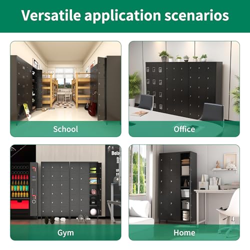 Metal Locker 3 Doors Storage Lockers for Employee,72" Tall Locker with Shelves and Hooks Steel Sports Locker for Office School Office Gym Home Garage