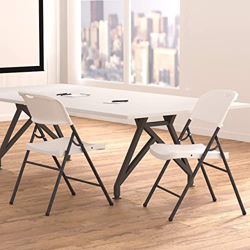 Amazon Basics Sturdy Foldable Plastic Chair, Portable, 350-Pound Capacity, White, 6-Pack