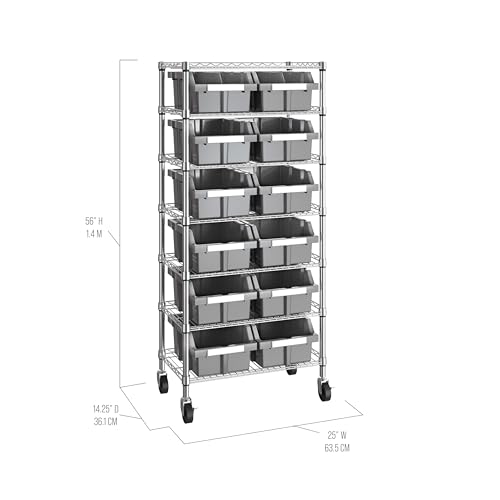 Seville Classics Heavy Duty NSF Bin Rack Solid Steel Wire Shelving Storage Unit, Patented Organizer for Garage, Warehouse, Office, Restaurant