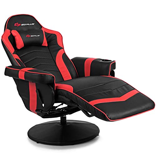 Goplus Massage Gaming Chair, Racing Style Gaming Recliner w/Adjustable Backrest and Footrest