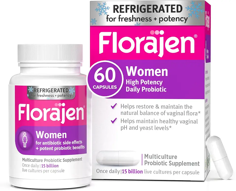 Florajen Women's Vaginal Probiotics, Provides Gut Health & Constipation Relief For Adults And Bloating Relief For Women