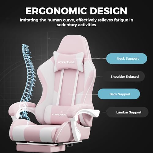 GTPLAYER Gaming Chair, Computer Chair with Footrest and Lumbar Support