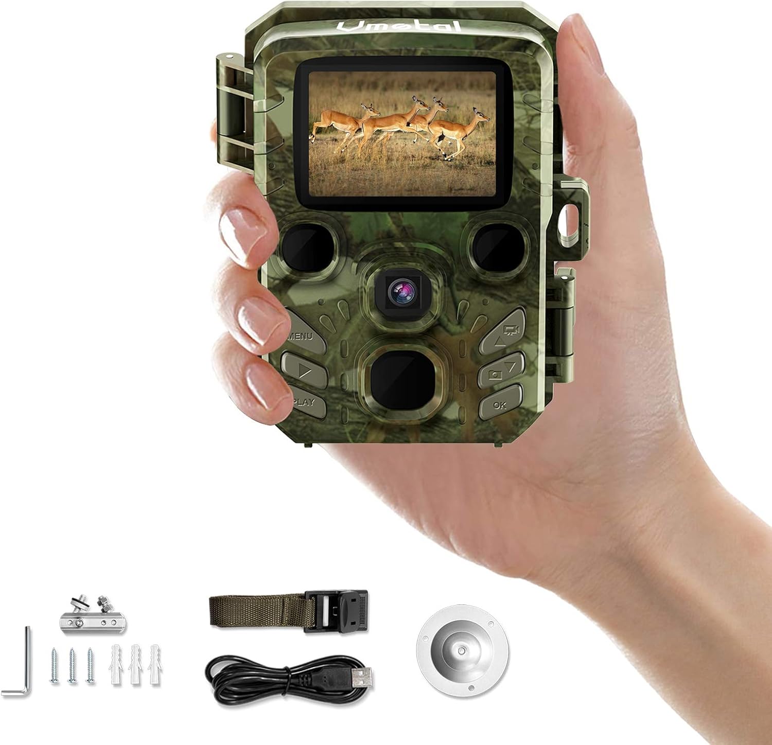 Trail Camera Game Cam with Night Vision Motion Activated Waterproof Wildlife Hunting Monitoring 20MP Photo 4K Video 120° Detecting Range 0.2s 2.4 LCD