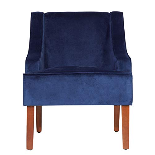 HomePop Velvet Swoop Arm Accent Chair, Suri Blue