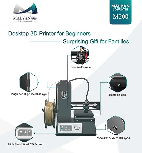 MALYAN M200 FDM Mini 3D Printer - Fully Assembled 3D Printers for Kids and Beginners