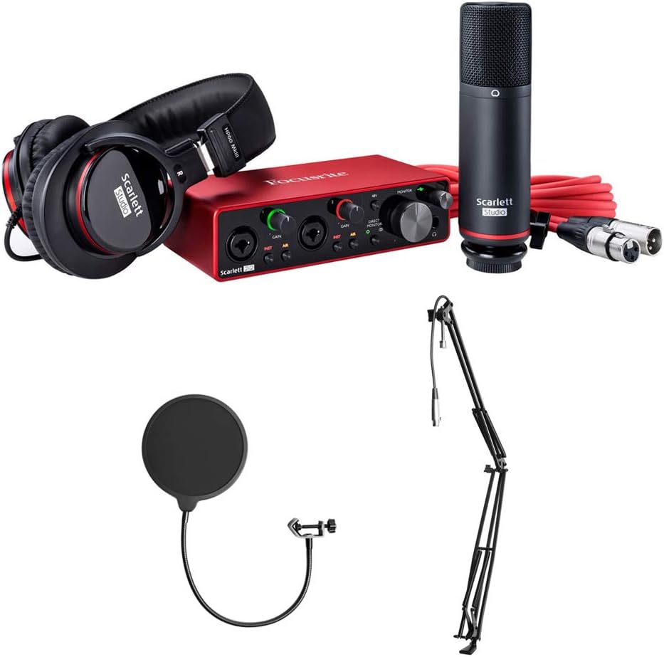 Focusrite Scarlett 2i2 Studio 3rd Gen 2-in, 2-out USB Audio Interface with Microphone & Headphones
