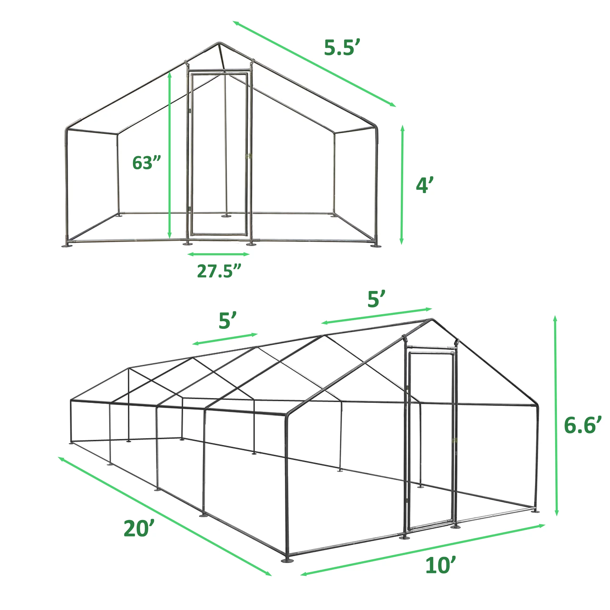 Outdoor Large Metal Chicken Coop for 40 Chickens Walk-in Hen House Poultry Pet Hutch w/ Cover Garden Backyard Cage for Farm Use 193.75 Square Feet