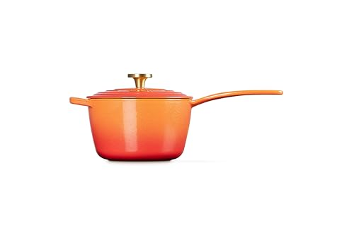Le Creuset Enameled Cast Iron Signature Oval Dutch Oven, 15.5 qt., Flamme Doree with Crucible Knob