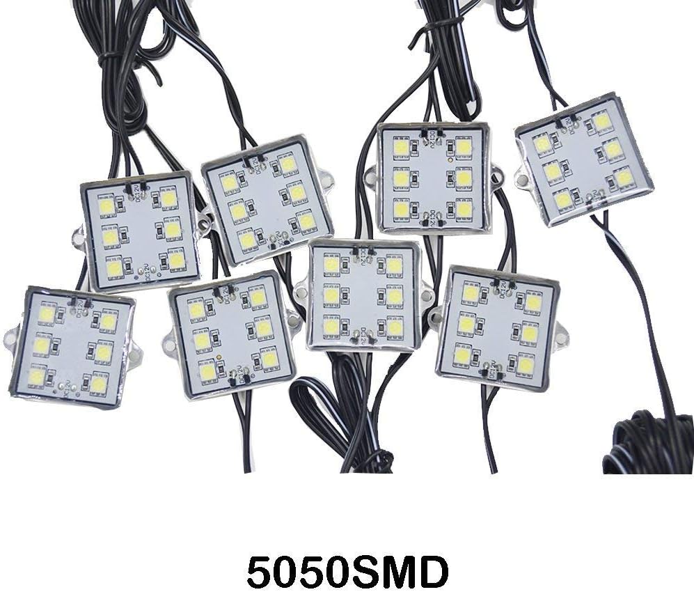 NBWDY 8PCS White Led Truck Bed Lights Kit,IP67 Waterproof 48 LED Rock Light,LEDs Cargo Pickup Bed Lighting Kits for Off Road Under Car, Foot Wells