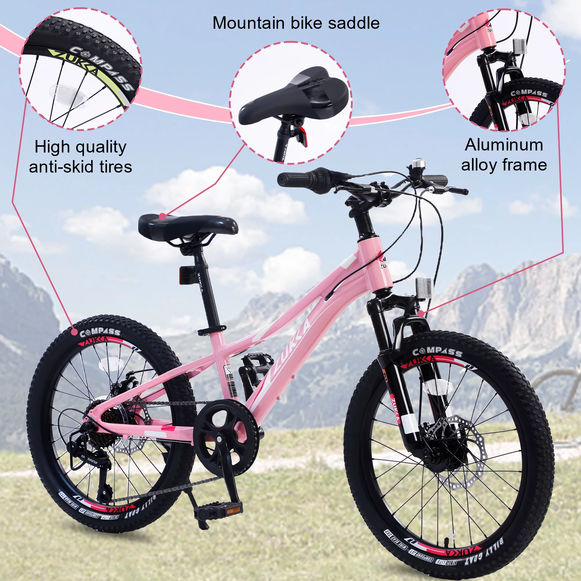 Meghna 20” Mountain Bike 7 Speed Green MTB Bicycle for Kids Boy 5-9 Years