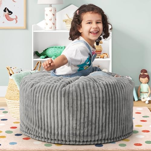 Hobestluk 5ft Bean Bag Chairs for Adults Large Beanbag Chair with Stripe Plush Cover Big Bean Bag Chair for Living Room Bedroom Dorm Office -Black