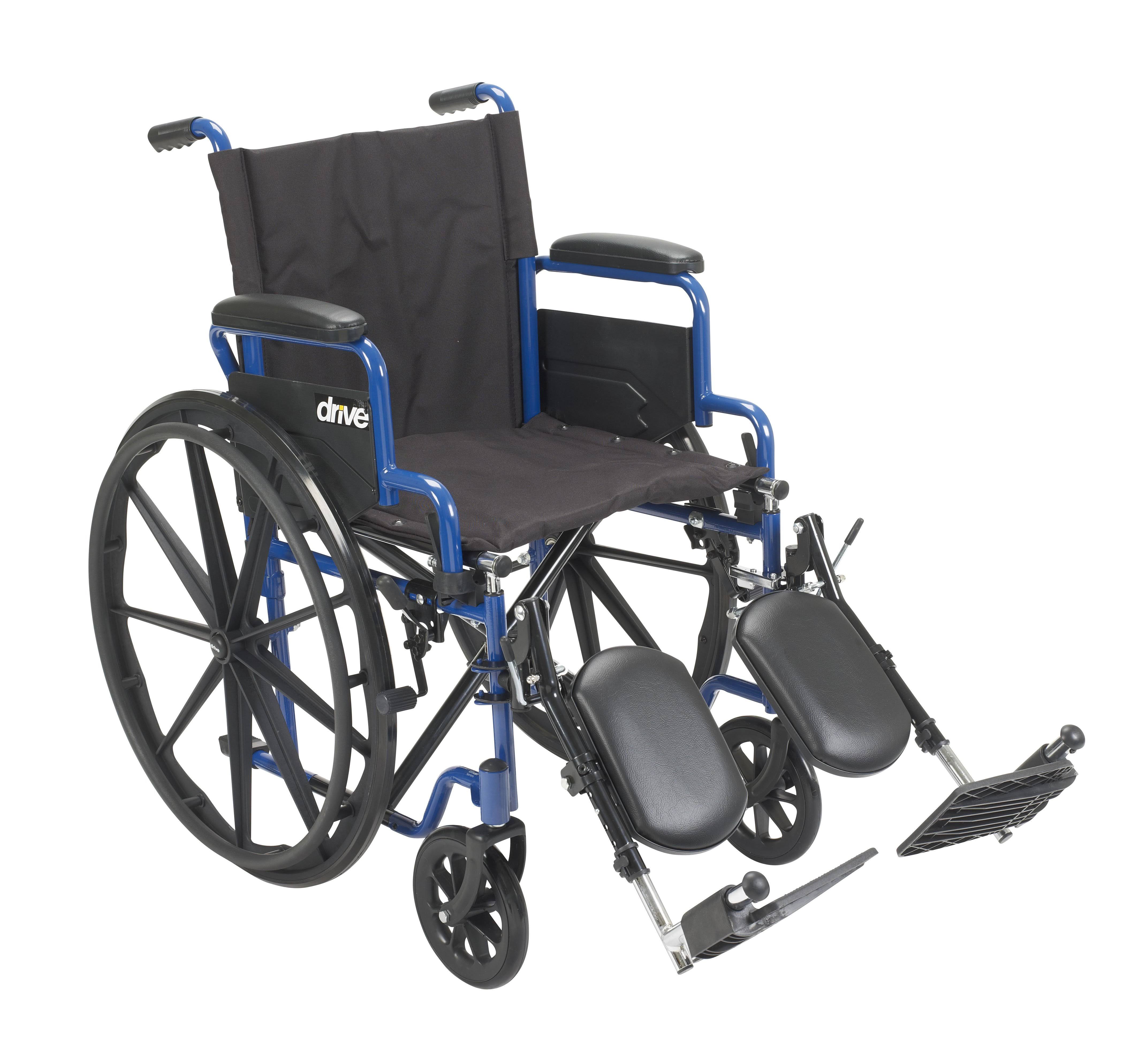 Drive Medical Blue Streak Wheelchair with Flip Back Desk Arms, Swing Away Footrests, 16x22 Seat