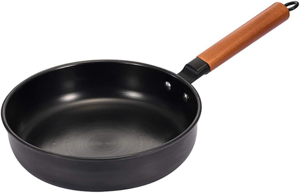 Pans,Frying Pan,Cookware,Uncoated fine Iron Frying pan nonstick Mini Frying pan with Sturdy Wooden Handle, Suitable for All Gas