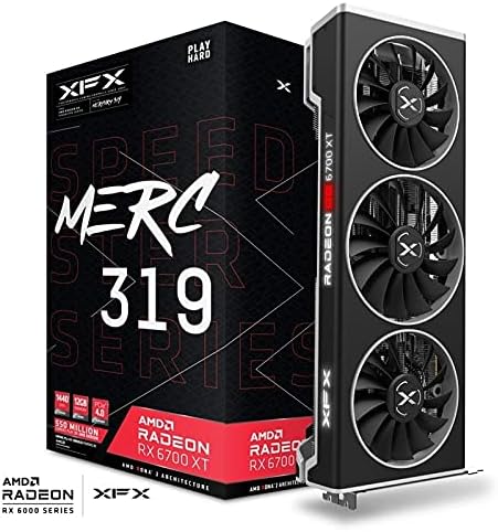 XFX Speedster MERC319 AMD Radeon RX 6700 XT Black Gaming Graphics Card with 12GB GDDR6 HDMI 3xDP, AMD RDNA 2 RX-67XTYTBDP
