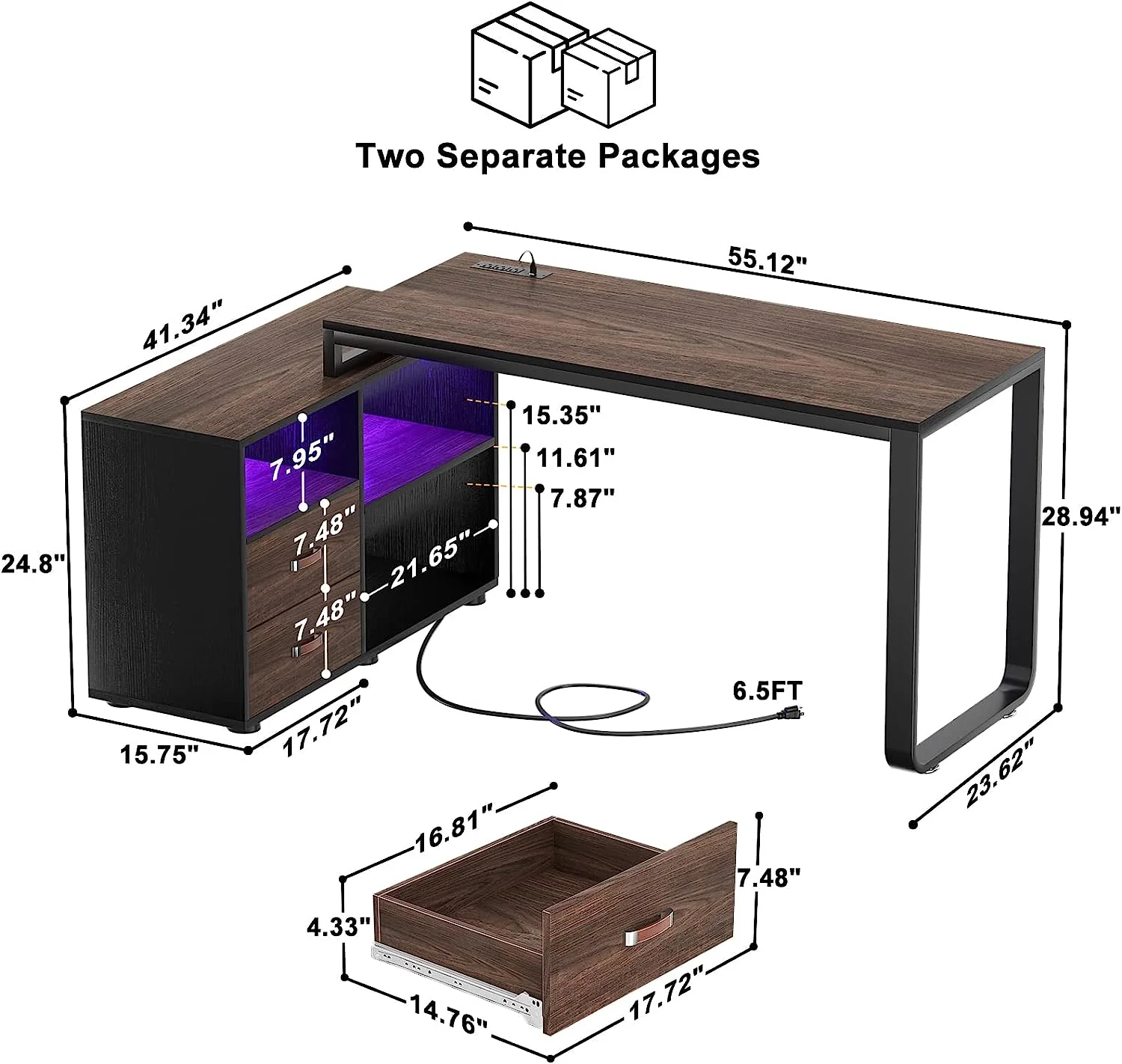 Popular L Shaped Desk with File Cabinet