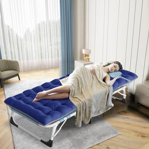 DoCred Folding Camping Cot with Mattress, 2 Pack Heavy Duty Folding Cot for Adults, Portable Sleeping Cot Bed Adults Outdoor Bed with Carry Bag