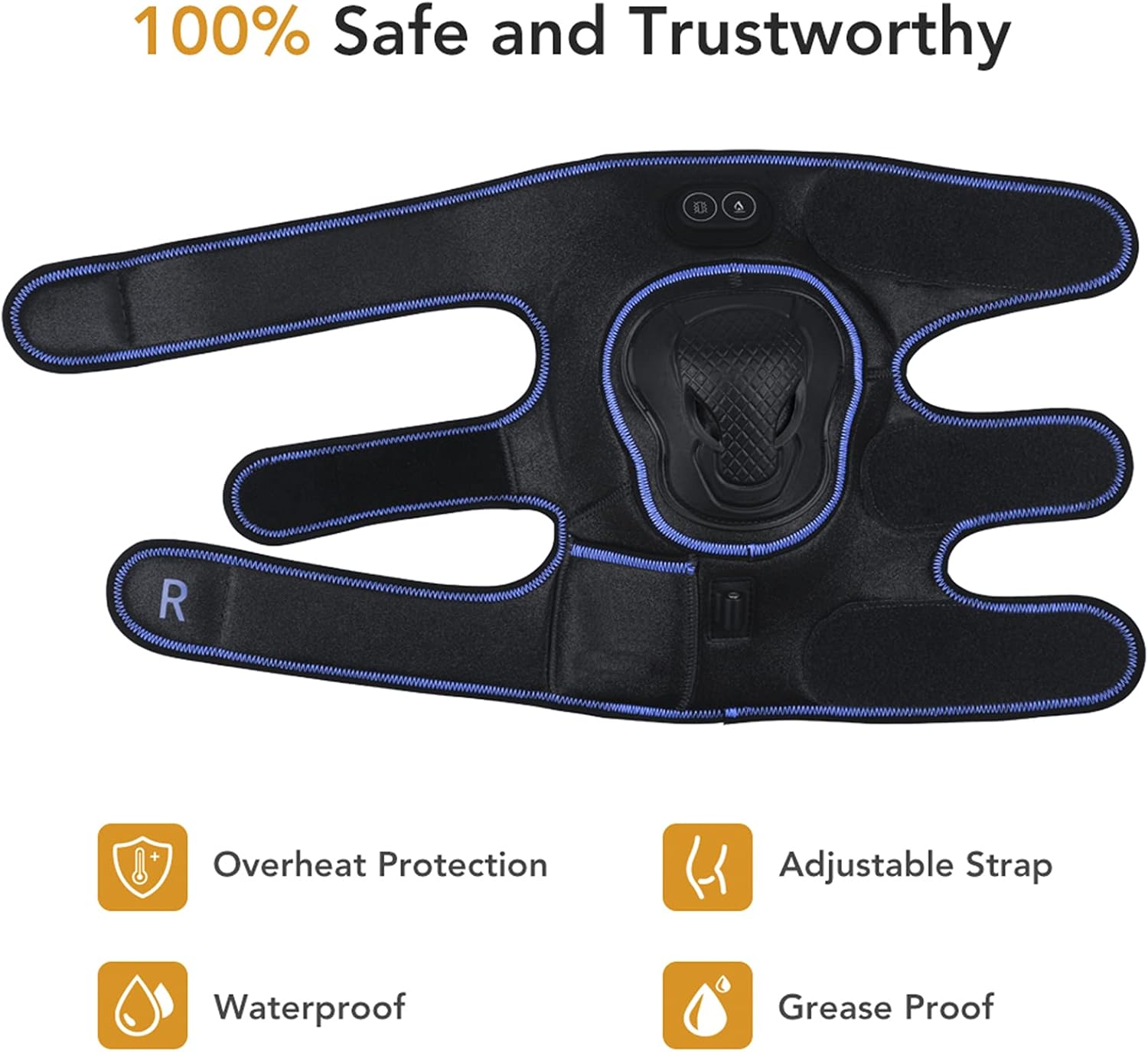 Heated Knee Massager, Heat & Vibration Knee Brace Wrap Electric Heating Pad 5V Warm Knee Care (1 Pair)