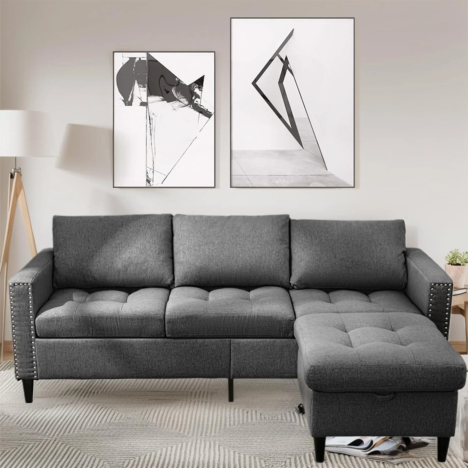MUZZ Reversible Modular Sectional Sofa Couch Set