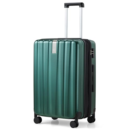 Hanke 29 Inch Luggage Suitcases With Spinner Wheels Lightweight PC hardside Rolling Suitcase With Travel Lock, Checked-Large 29-Inch(Blackish Green)