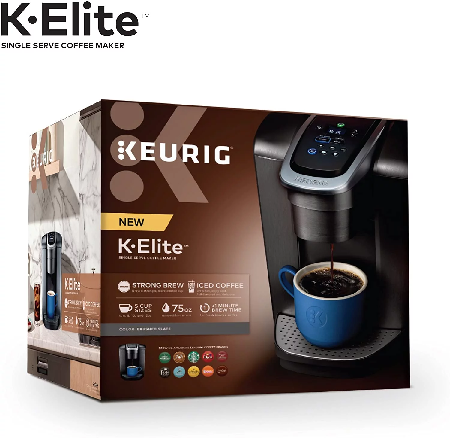 Keurig K-Elite Single Serve K-Cup Pod Coffee Maker, with Strong Temperature Control, Iced Coffee Capability, 12oz Brew Size, Programmable