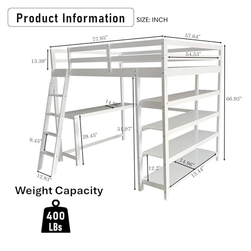 Queen Size Murphy Bed with Desk & Charging Station,Wall Bed Frame Folding into Cabinet Design w/LED & Storage Shelf for Small Space,Bedroom