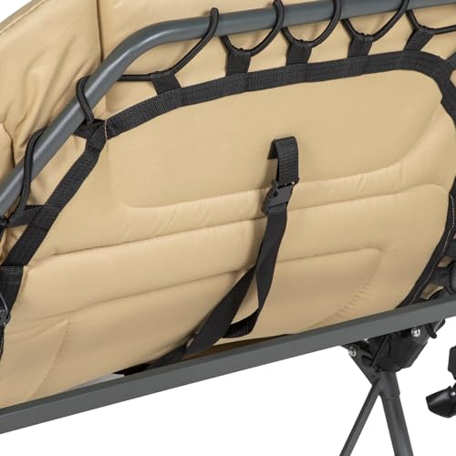 Outsunny Camping Cot for Adults, Folding Bed with Soft Padded Cushions & Headrest, 180° Adjustable Reclining Lounger