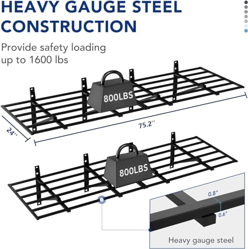 FLEXIMOUNTS 2x6ft Heavy Duty Garage Storage Shelving,1600lbs Weight Capacity, 2-Pack Wall Shelf Garage Organization System