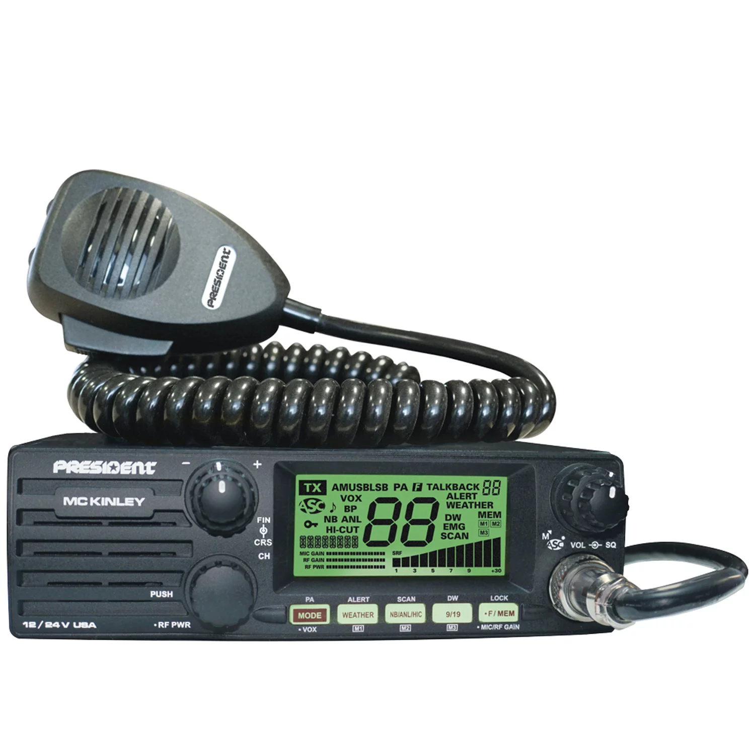 Group President Electronics TXUS600 Mckinley USA 12/24v CB Radio & Tram 703-HC CB Antenna Kit