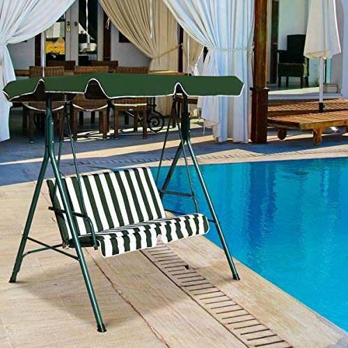Tangkula 3 Person Porch Swing, Patio with Removable Cushion & Powder-Coated Steel Frame, Outdoor Swing with Canopy for Porch, Backyard, Garden