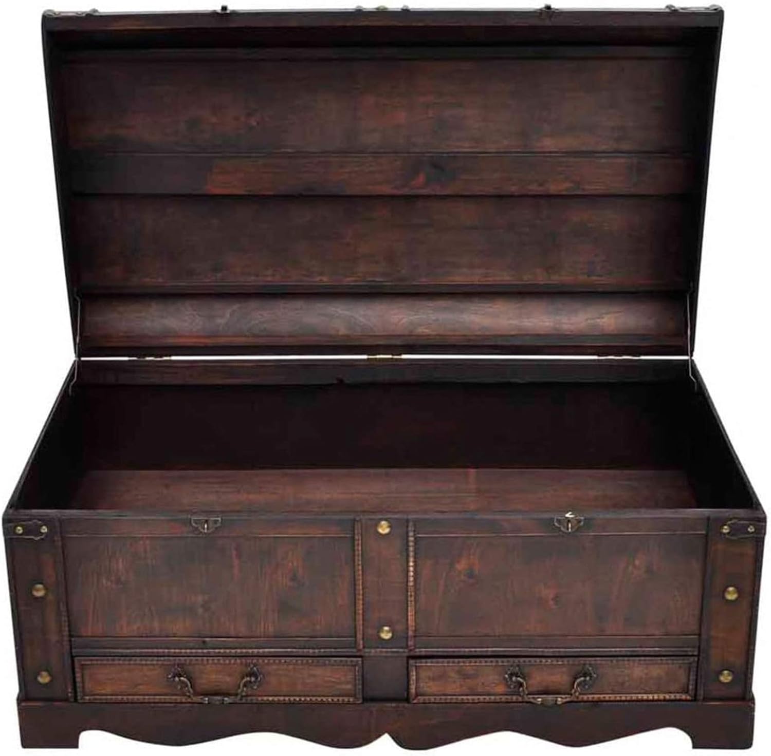 Extaum Vintage Style Storage Box, Trunk Cabinet, Wooden Treasure Chest