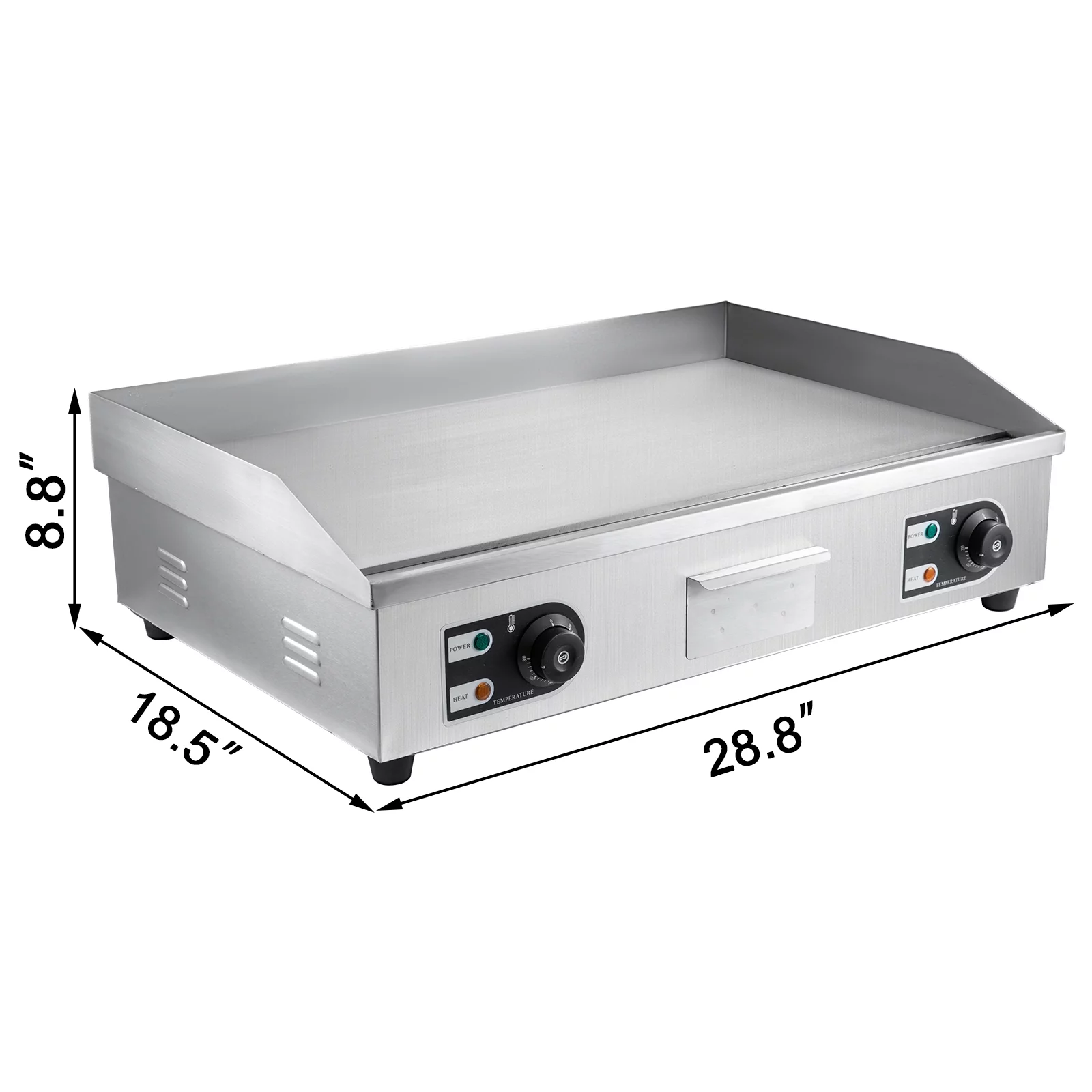 VEVOR 30" Electric Countertop Flat Top Griddle 110V 4400W Non-Stick Commercial Restaurant Teppanyaki Grill Stainless Steel Adjustable Temperature