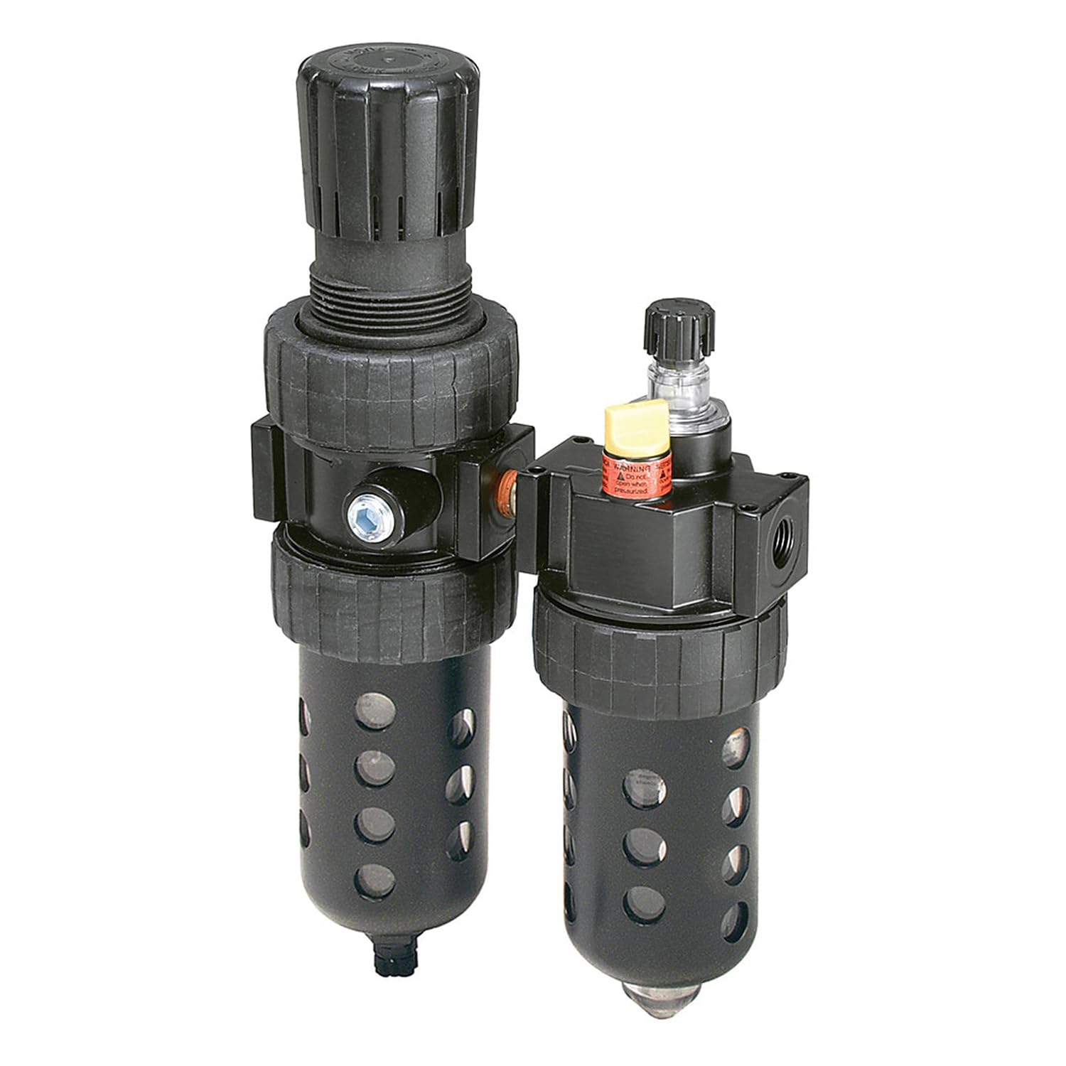 Parker 17G22B13A2BD Close Nippled Two Piece Filter/Regulator/Lubricator, 3/8" NPT, Polycarbonate with Metal Bowl Guard, Twist Drain, 5 micron