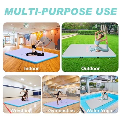 Inflatable Wrestling Mat for Adults/Kids - Thicken PVC Grappling Mat with Air Pump, Portable MMA/BJJ/Judo/Gymnastics Training Mat (5FT/10FT)