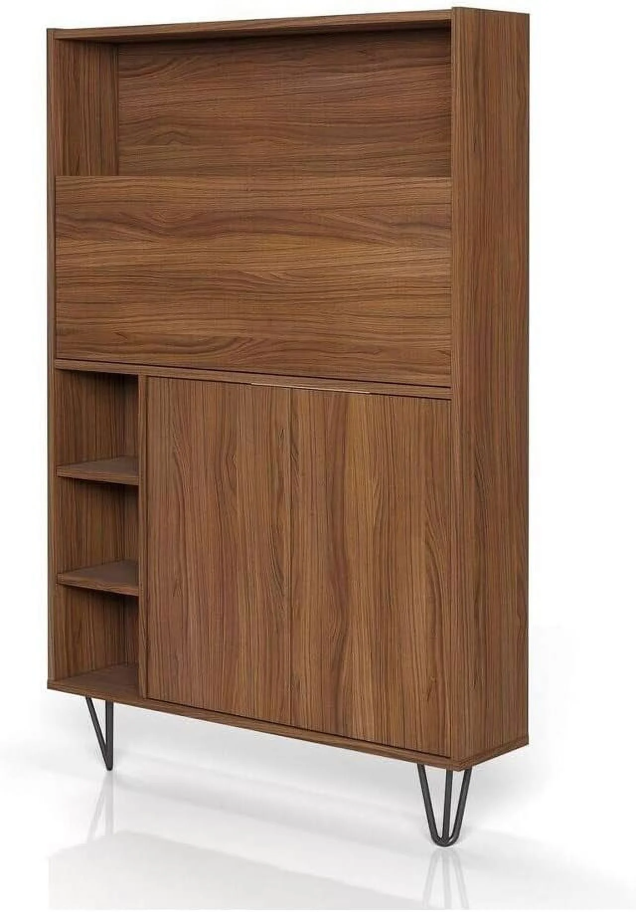 611031 Slim Bar Cabinet, Secretary Bookcase Desk With Storage