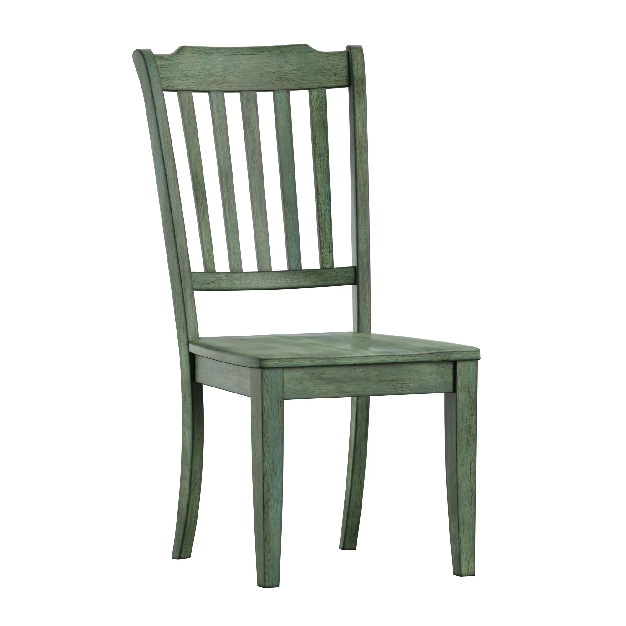 Weston Home Farmhouse Slat Back Wood Dining Chairs, Set of 2, Antique Sage Green