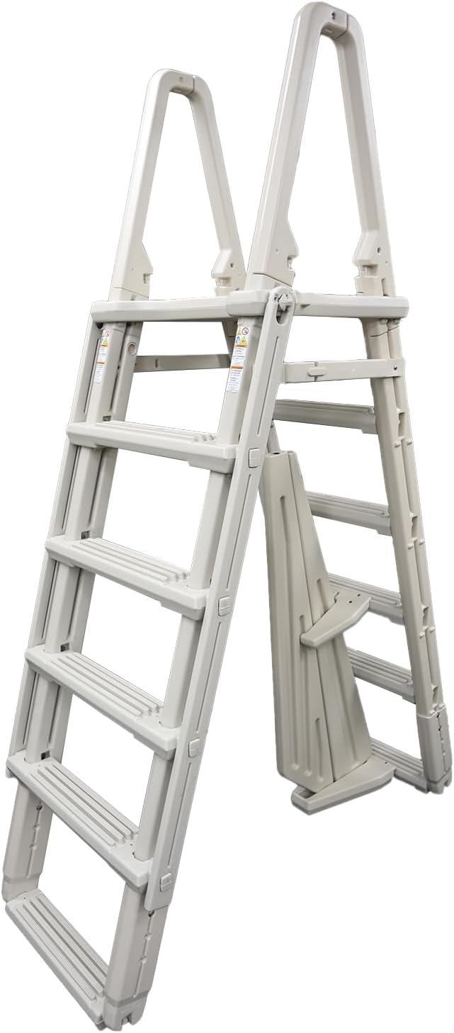 Confer Plastics 7100X Evolution 48" to 54" Adjustable A Frame Above Ground Swimming Pool Entry Ladder with Flip Up and Locking Section for Safety