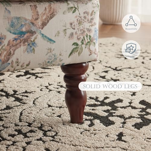 MELLCOM Floral Accent Chair, High Back Upholstered Armchair with Solid Legs, Leisure Single Sofa Chair for Living Room, Bedroom, Home Office