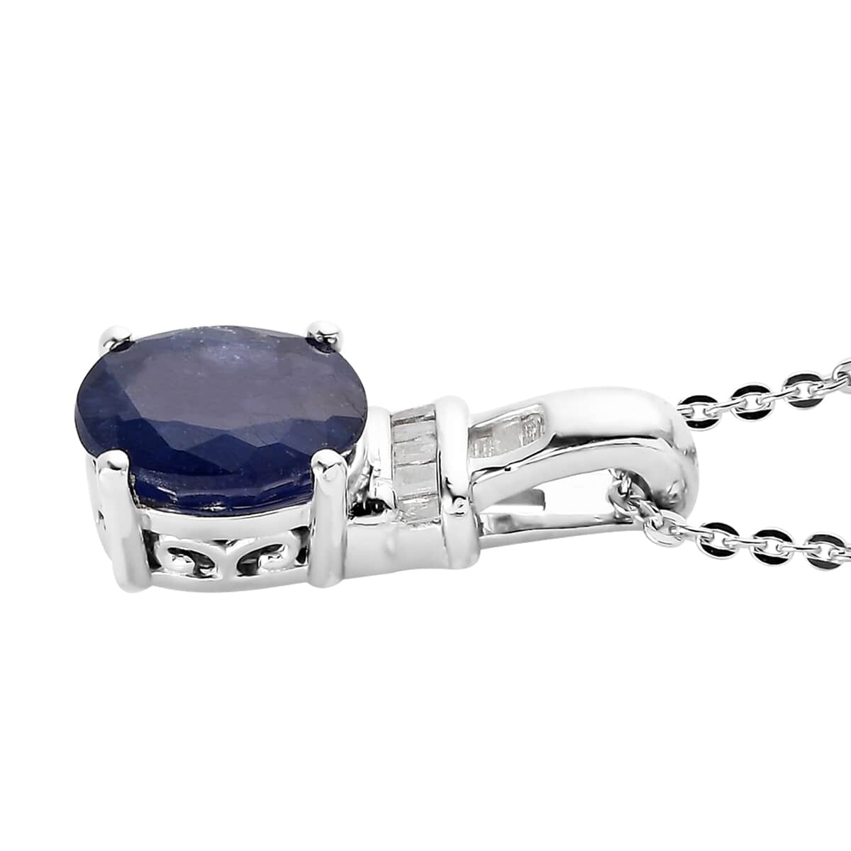 Shop LC Jewelry for Women 925 Sterling Silver Diamond Platinum Plated Sapphire Pendant Necklace Ct 1.6 Birthday Gifts for Women