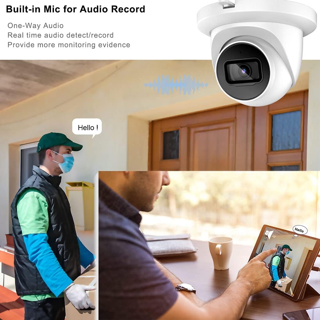 Starlight 4K 8MP Poe IP Camera with Low-Illumination Built-in Mic, 98ft Night Vision, IVS, H.265, SD Card Slot, WDR, 3D DNR, IP67