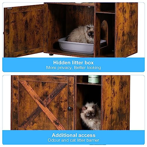 Hey-brother Cat Tree with XL Litter Box Enclosure, All-in-one Cat Tower for Indoor Cats with Large Hammock, Bed, Food Station, Scratching Posts