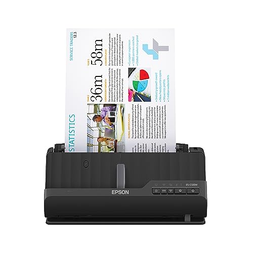 Epson - Workforce ES-C320W - Wireless Compact Desktop Document Scanner - 2-Sided Scanning and Auto Document Feeder - Paper and Card Scanner - Black