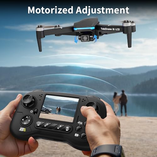 TD31LCD Drone with Camera for Adults, Drones with LCD Screen Remote Control, Real-time Transmission, Brushless Motor, Fine Tuning Function
